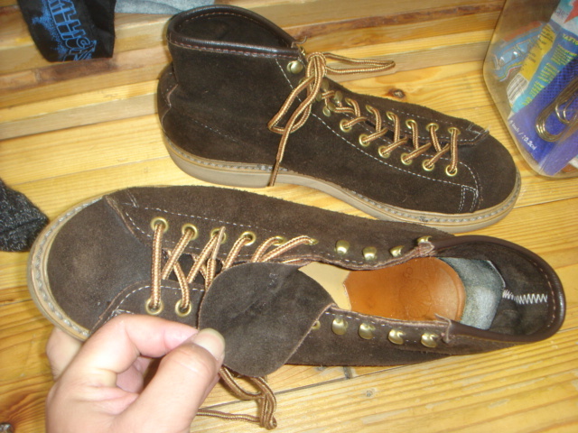 1709オイスターシューoyster shoesスウェード ルーファー ブーツBOOTSラインマン靴モンキー シューズWORKワークUSED古着OLDオールド_画像3