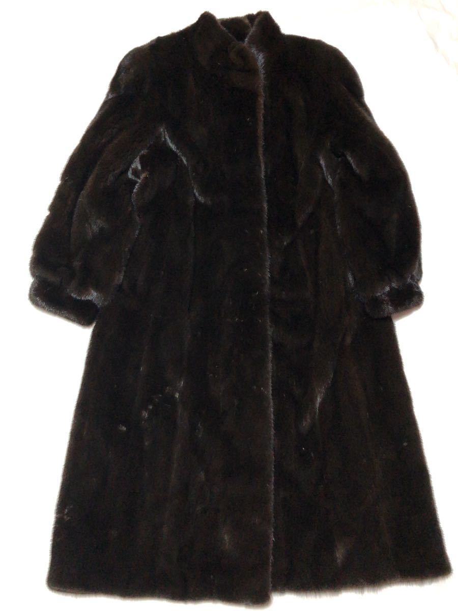 N1077-0150】極美品 高級 毛皮 ミンクロングコート ダークブラウン