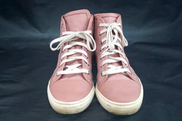 ◆ GUCCI / グッチ GGキャンバス ハイカットスニーカー ピンク キャンバス レザー サイズ:36 1/2(23.5㎝相当) 131095 人気が高まる #34 A9L00 423299 レザーピンク スニーカー 【新品】グッチ スニーカー