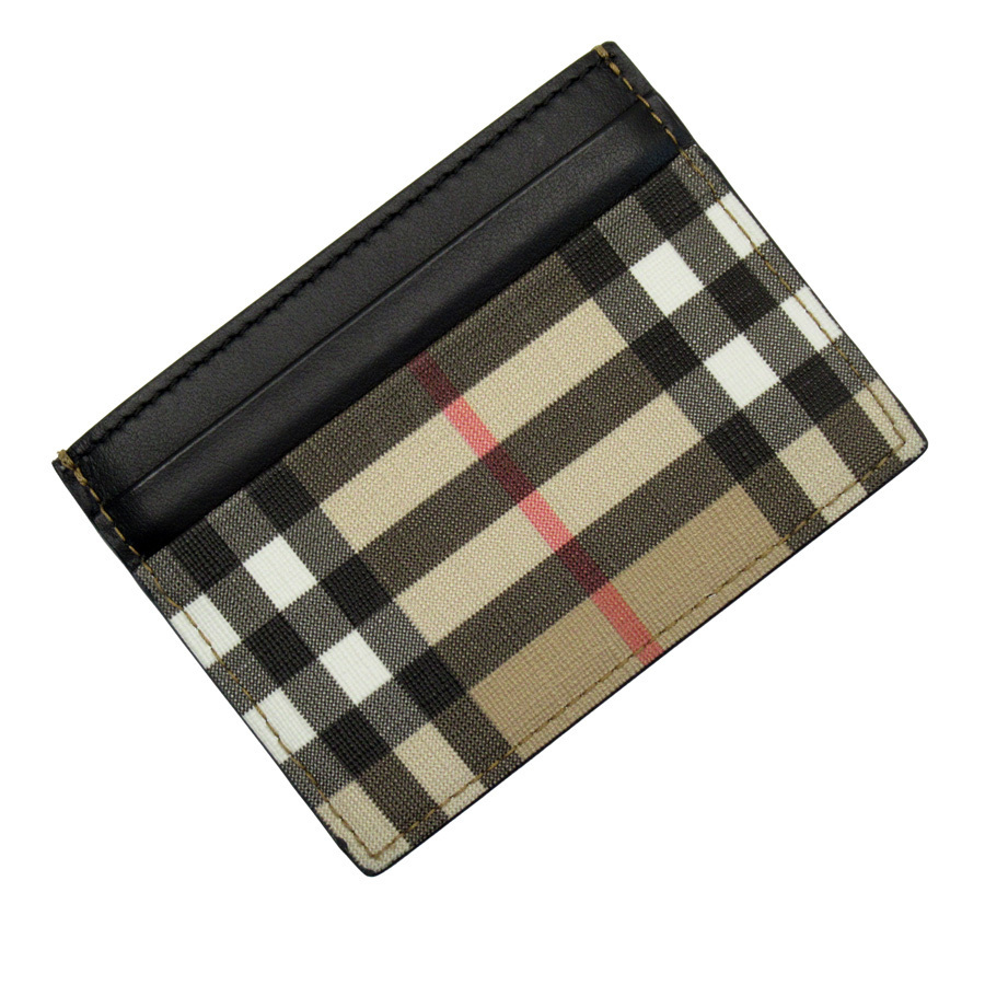 BURBERRY バーバリー カードケース パスケース ノバチェック PVCxレザー ベージュ系xブラック g3154g 