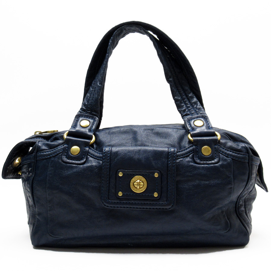 MARC BY MARC JACOBS マークバイマークジェイコブス ショルダーバッグ レザー ネイビー系xゴールド t16847a