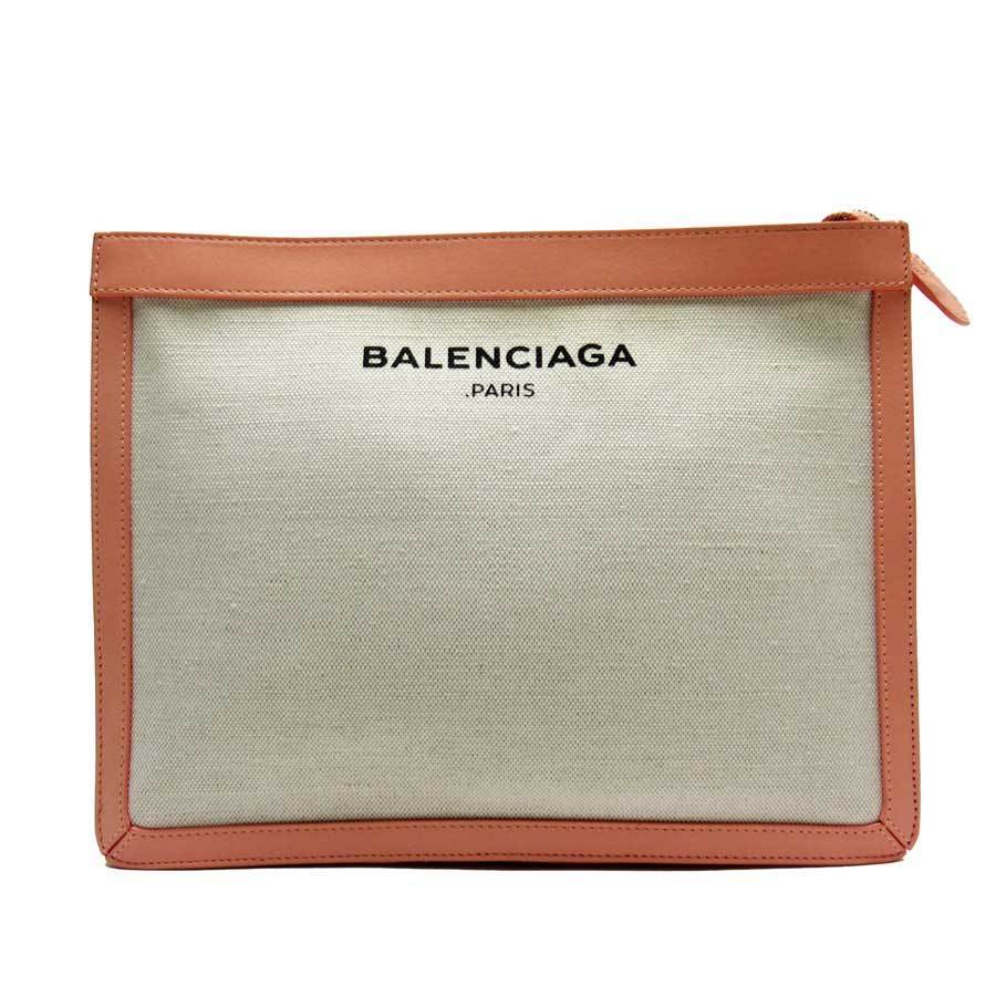 BALENCIAGA バレンシアガ クラッチバッグ キャンバスxレザー オフホワイト系xピンク系 t17094a