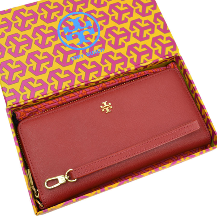 TORY BURCH トリーバーチ 長財布 レザーｘ金属素材 レッドｘゴールド レディース 【中古】【定番人気】 k9574a