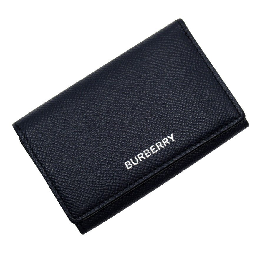 BURBERRY バーバリー 三つ折り財布 レザー ネイビーxシルバー t18299a