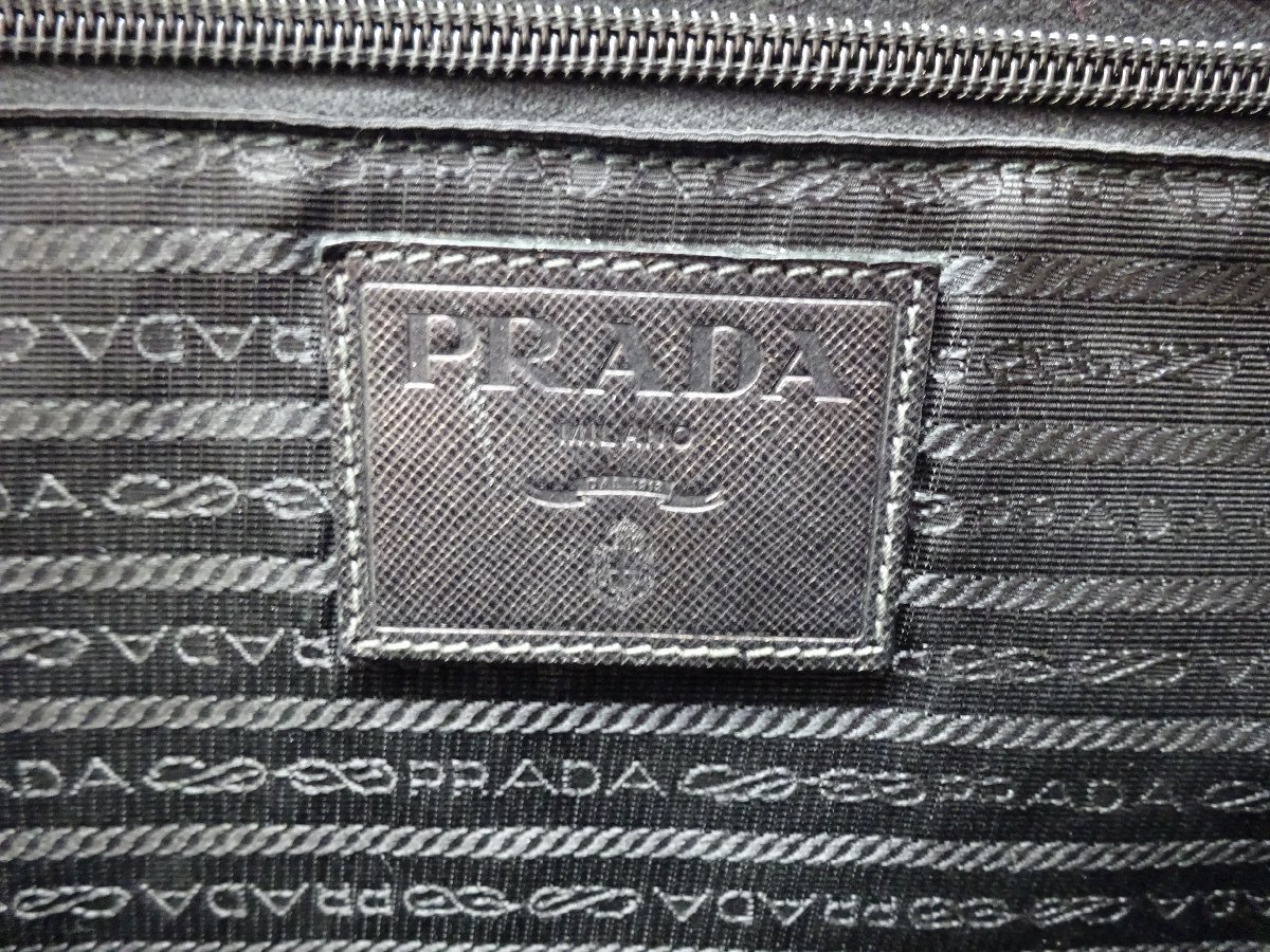 【良品】プラダ PRADA メンズ リュック バックパック 迷彩 ナイロン サフィアーノ カーキ ダークグリーン ブラック 三角ロゴプレート_画像7