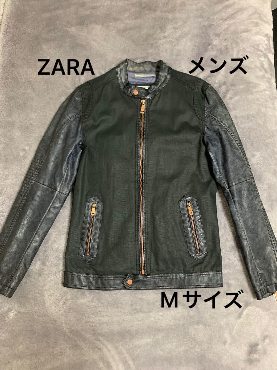 ザラ メンズ デニム レザージャケット Mサイズ ZARA｜PayPayフリマ