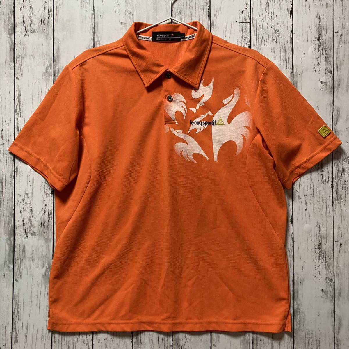【le coq GOLF】ルコックゴルフ メンズ 半袖ポロシャツ Lサイズ オレンジ 身幅ゆったり_画像1