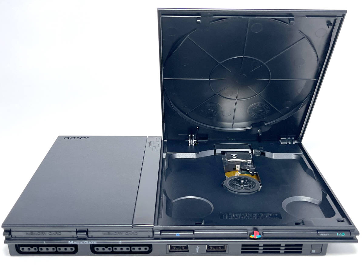 [本体良品]メンテ清掃 円周キズ対策 新品レンズ PS2 SCPH-70000 薄型 セット コントローラー メモリーカード 本体 PlayStation2 整備