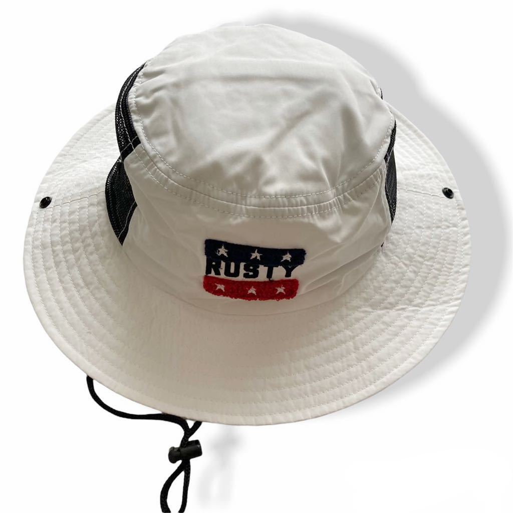 [ free shipping ] regular price 3190 jpy Surf hat RUSTY white .. cord new goods Junior 54cm outdoor hat ton gallon 