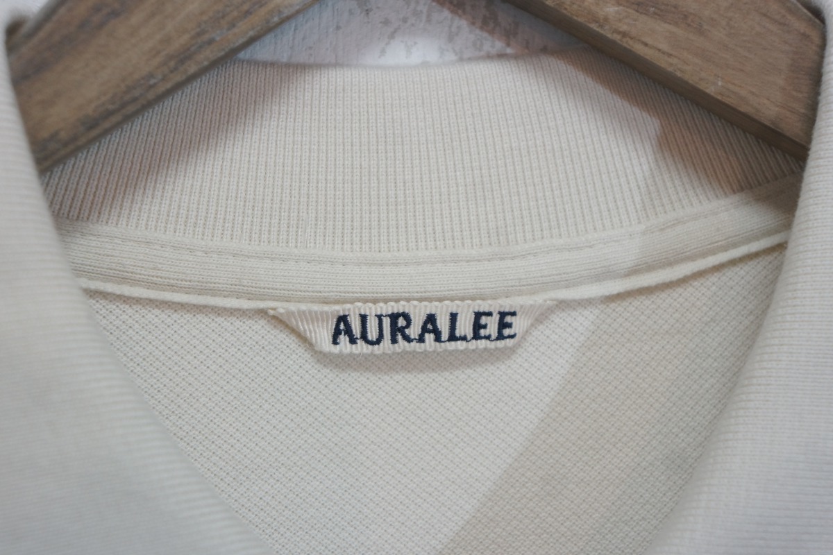 美品 21SS AURALEE オーラリー SUPER FINE COTTON SALT SHRINK PIQUE BIG 半袖 ポロ シャツ サイズ5 IVORY アイボリー A21SP01EK 928L_画像3
