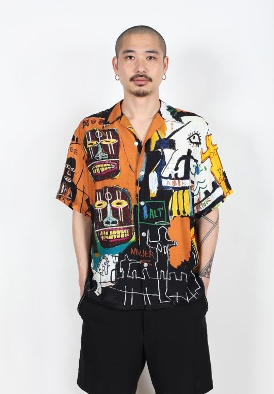 新品正規 21SS WACKO MARIAワコマリア JEAN-MICHEL BASQUIAT S/S HAWAIIAN SHIRT (TYPE4) バスキア 半袖 ハワイアン シャツ アロハ L808M▲