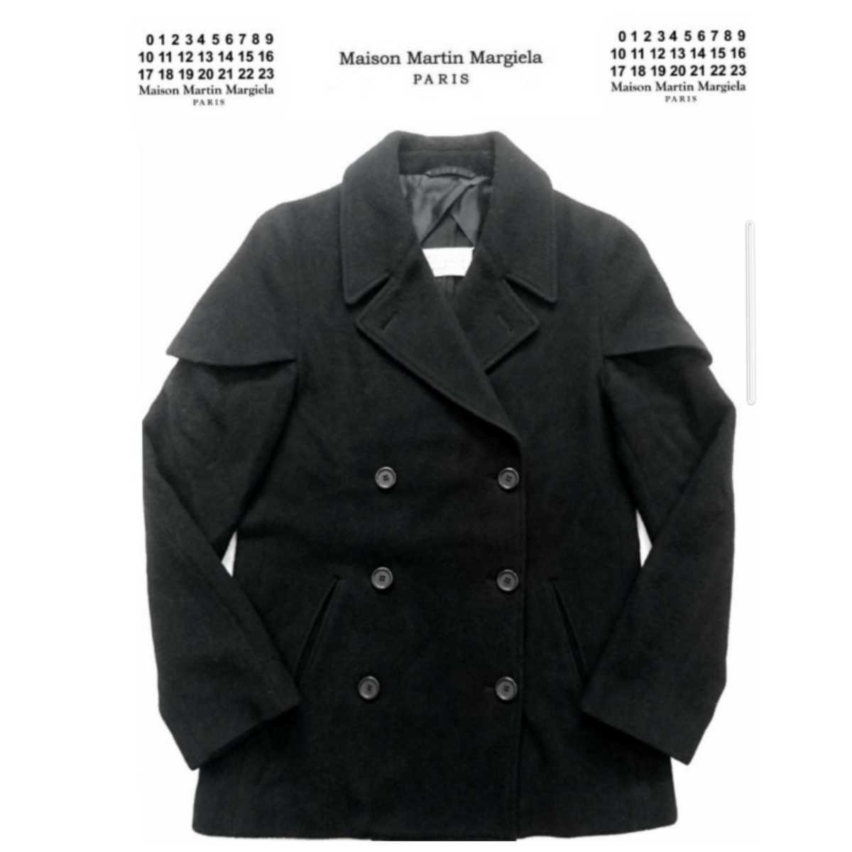 超稀少 10AW Maison Martin Margiela マルタンマルジェラ 1 イタリア製 最高級カシミアウールカットショルダーPコート 38 美品 白タグ 010