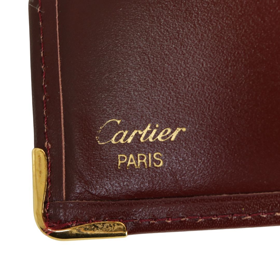  superior article Cartier Must line bordeaux folding twice purse (01300)