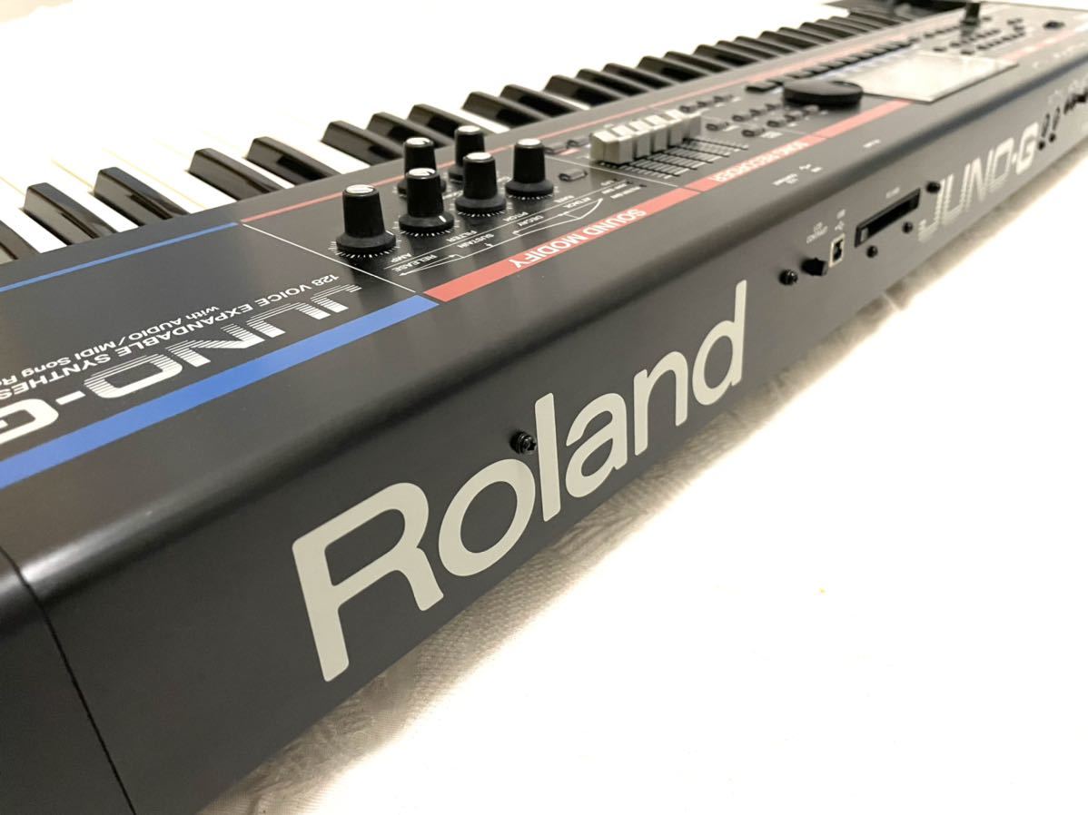 Roland ローランド JUNO-G 61鍵 keyboard キーボード synthesizer シンセサイザー アダプター 純正ケース付 通電 音出しOK 訳あり 即有り_画像9