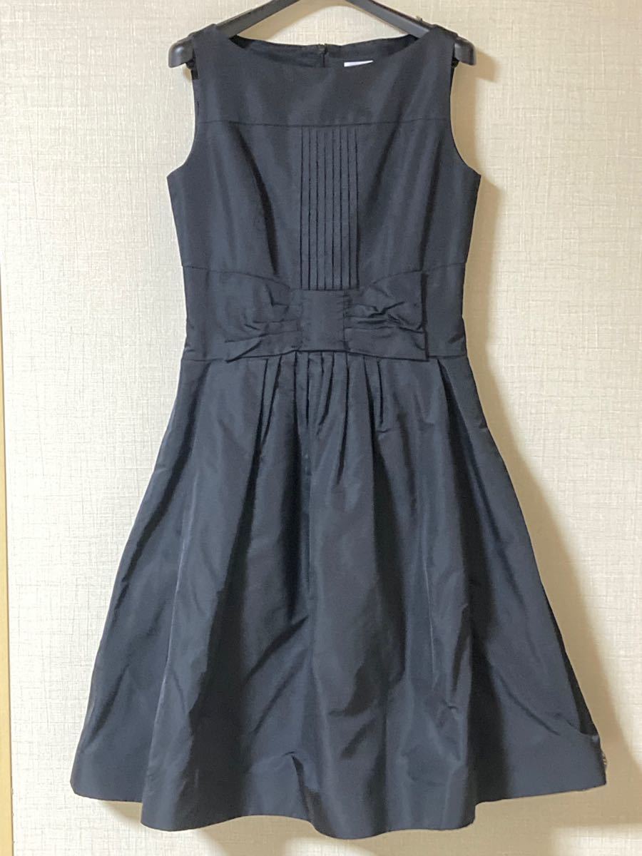 お値下げ可　FOXEY BOUTIQUE SILKドレス 40 ブラック リボン フォーマル フォクシー 美品