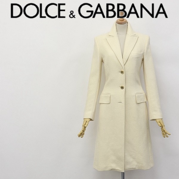 DOLCE&GABBANA/ドルチェ＆ガッバーナ ロゴ金釦 ウール ロング チェスター コート アイボリー 38(コート)｜売買された