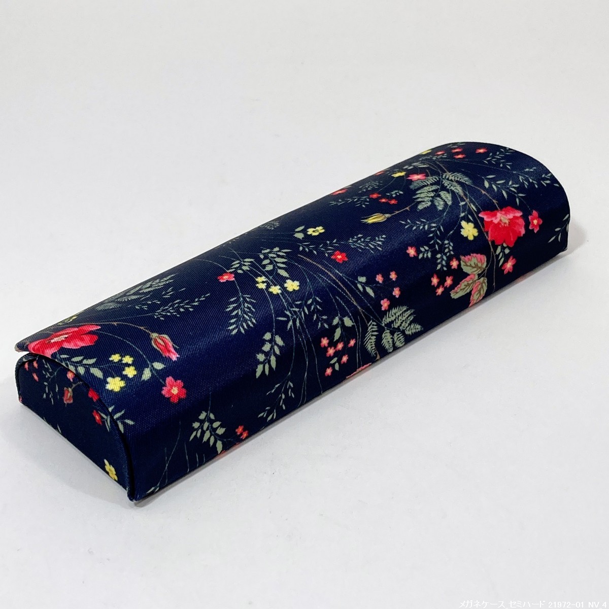 [ new goods / prompt decision / postage 230 jpy / gift packing ] glasses case compact hard case magnet opening and closing floral print navy 2072-01 20804-9