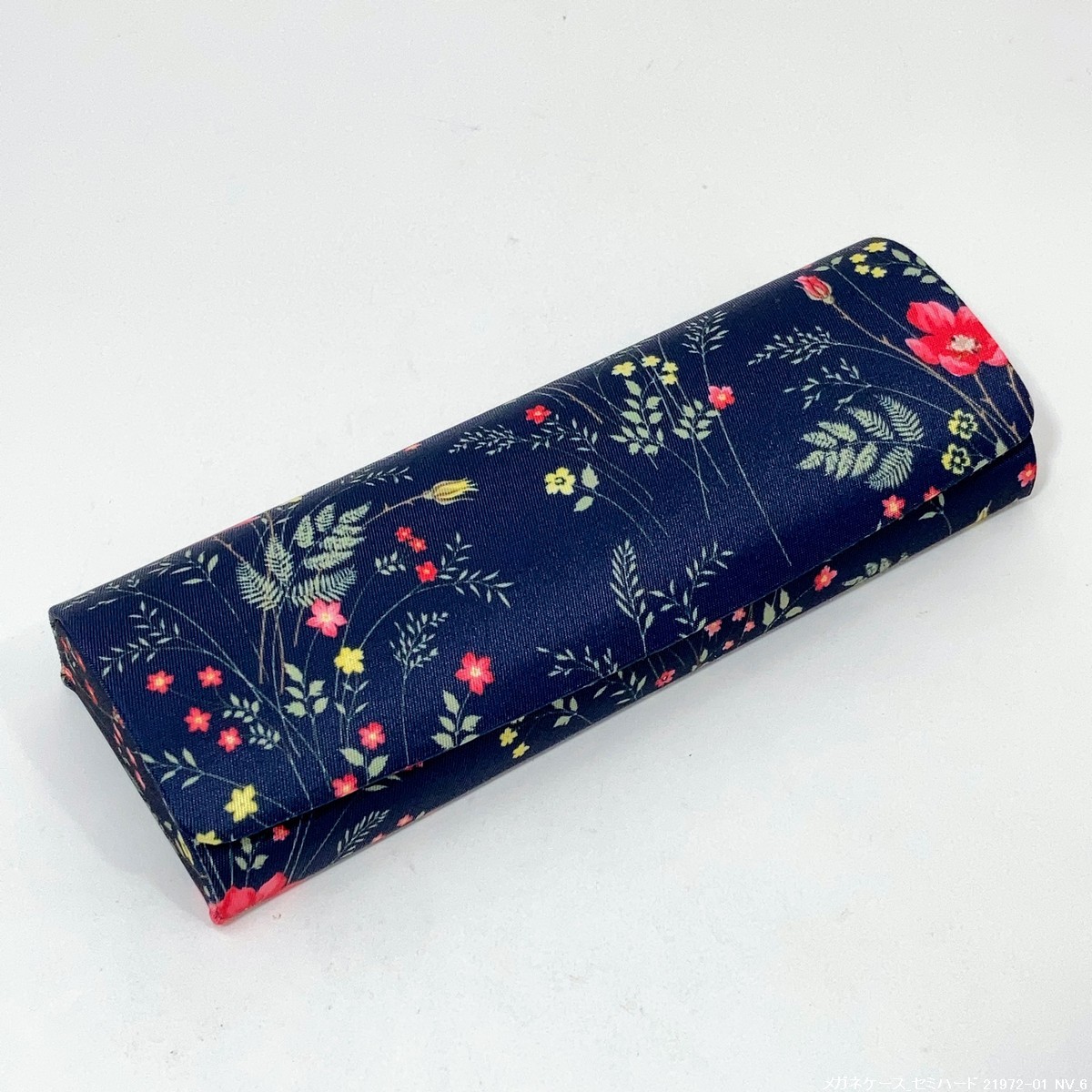 [ new goods / prompt decision / postage 230 jpy / gift packing ] glasses case compact hard case magnet opening and closing floral print navy 2072-01 20804-9