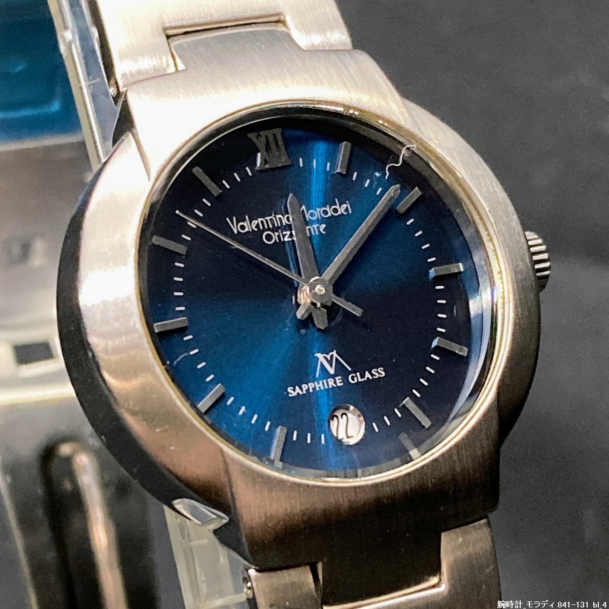 【未使用 / 即決 / 送料230円】VALENTINO MORADEI 841-131 ブルー 高級サファイアガラス オールステンレス レディース腕時計 No.20822-4