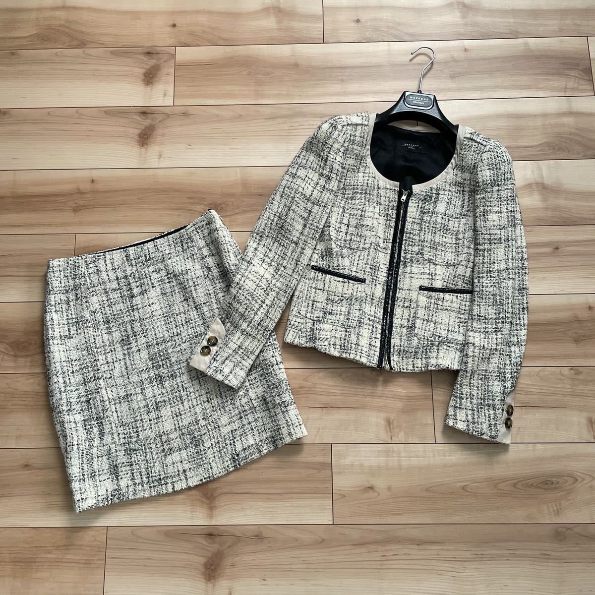 未使用 max mara pianoforte ツイード ノーカラージャケット-
