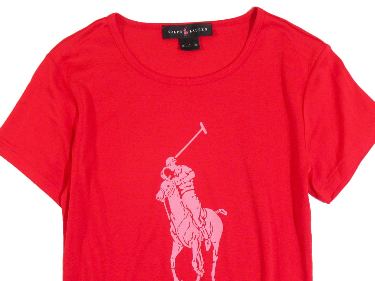 ラルフローレン RALPH LAUREN 使える☆ビッグポニー プリント 半袖 カットソー Tシャツ L_画像2