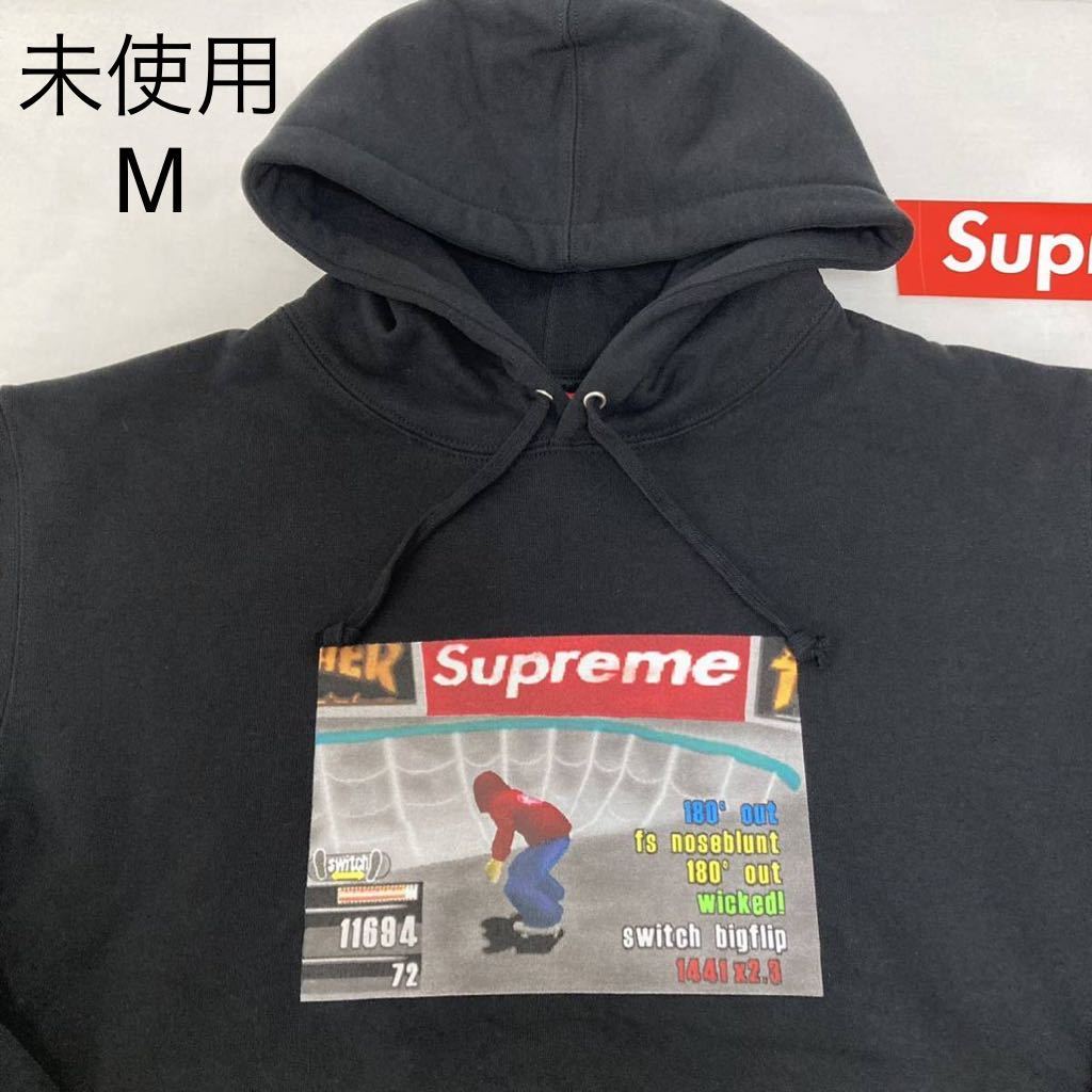 未使用 21fw Supreme Thrasher Hooded Sweatshirt BLACK size:M タグ、ステッカー付き supreme online購入 シュプリーム