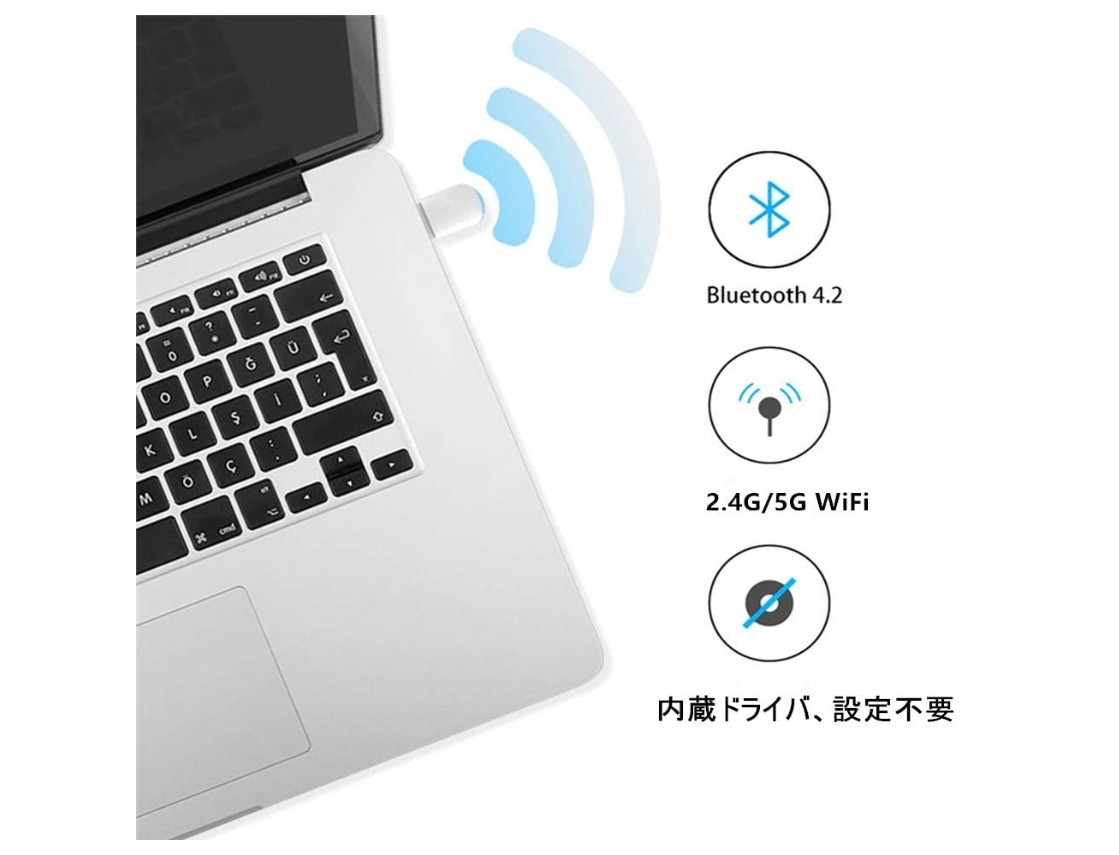 EZCast WiFi USBアダプタ 2.4G/5Gデュアルバンド無線LAN子機 4.2Bluetoothアダプタ 新品 送料込