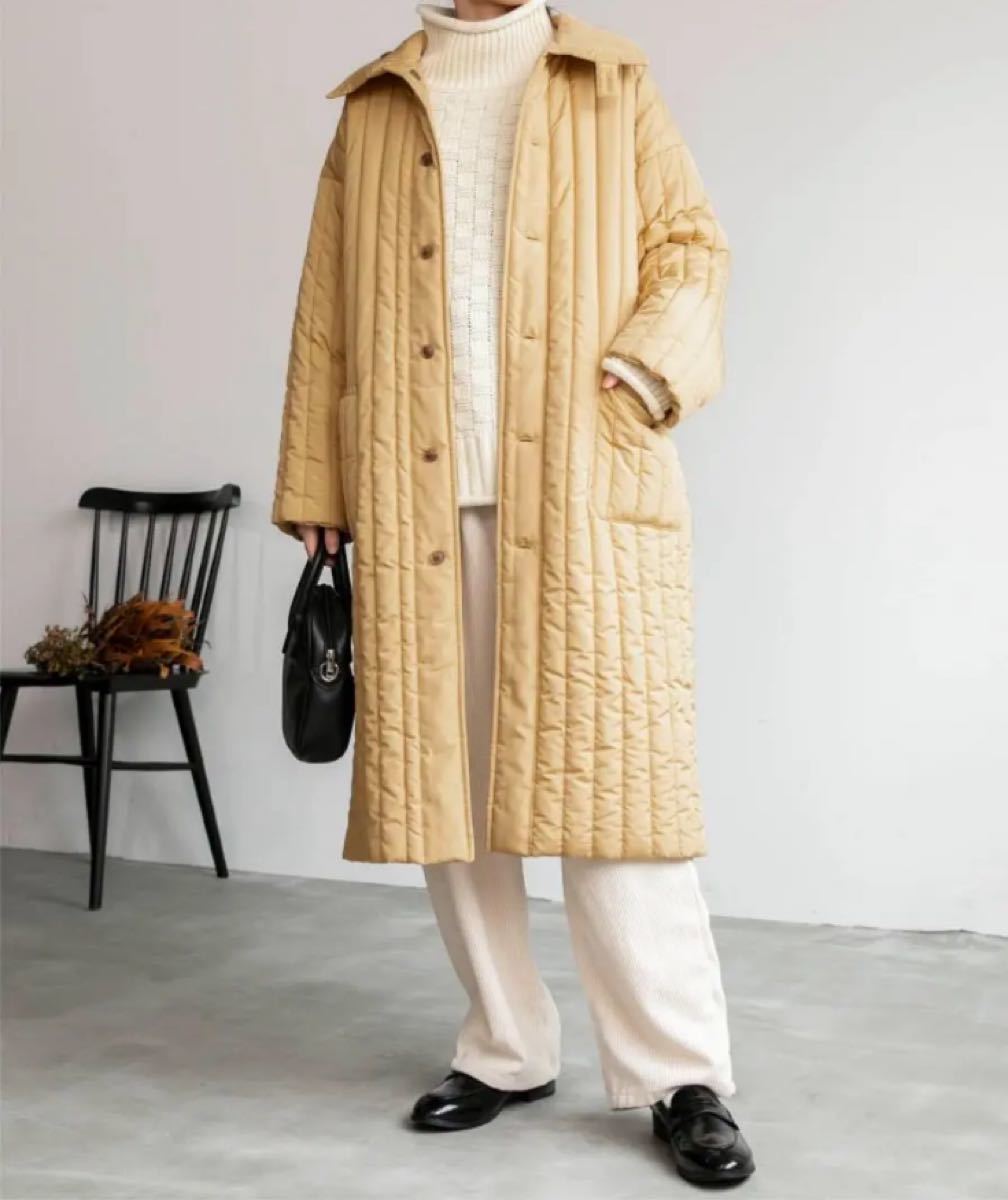 4wayリバーシブル中綿オーバーサイズロングコート ステンカラー/スタンドカラー