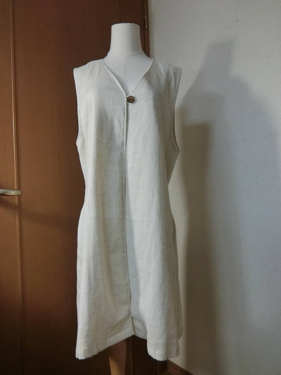 [ consigning sale ] free shipping!V collar the best one button cotton flax? slash pocket hand made one point thing when ..[33v]