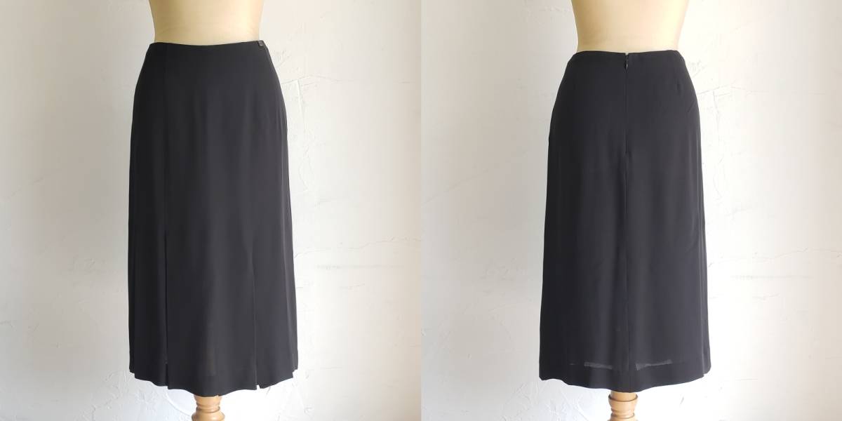  Chanel CHANEL total silk setup 36 skirt no sleeve France made thin black here Mark 