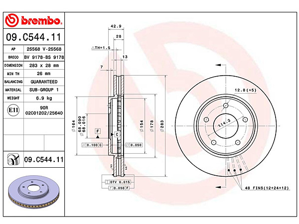 ブレンボ ディスクローター リーフ ZE0 AZE0 フロント 2枚セット 10/12～13/12 brembo 送料無料_画像2