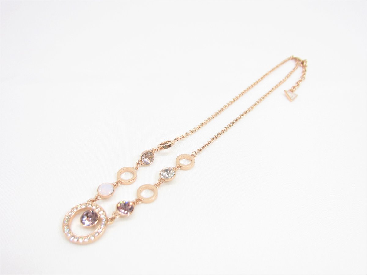 GUESS ゲス 5 STONE CIRC NECKLACE (ROSE GOLD) □UA9348_画像3