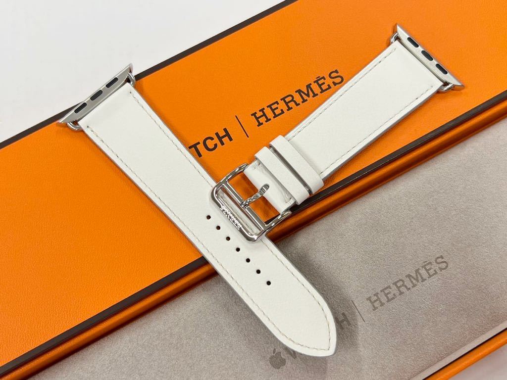 ☆未使用 即決 Apple Watch Hermes 45mm 44mm 白 シンプルトゥール レザーストラップ アップルウォッチ レザー エルメス  ホワイト 148