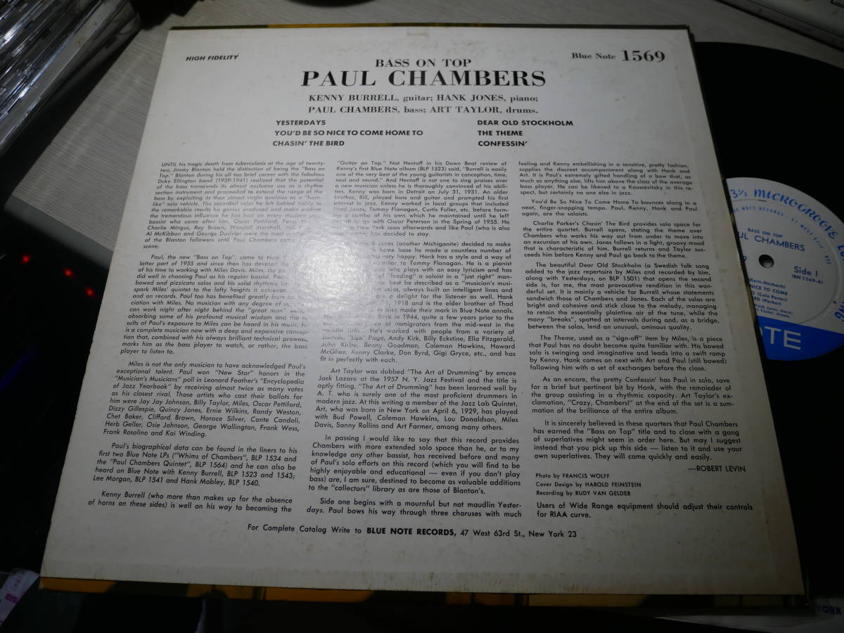 ポール・チェンバース,PAUL CHAMBERS QUARTET/BASS ON TOP(USA/BLUE NOTE:BLP 1569 MONO/47 WEST 63rd・NYC,NOT INC/NOT R,DG,RVG,EAR_画像2