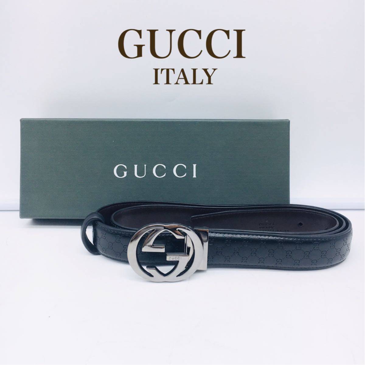 GUCCI ベルト 1円スタート《美品》GUCCI グッチ メンズレザーベルト