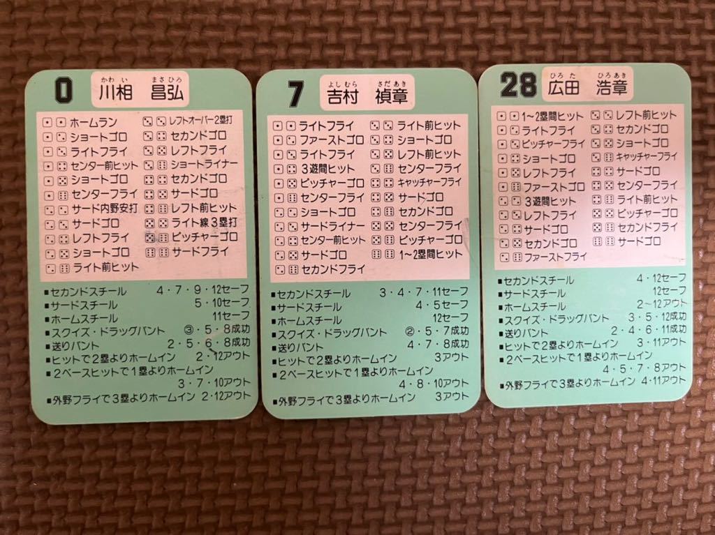 タカラ プロ野球カードゲーム 1990年 読売ジャイアンツ(巨人) 川相昌弘、吉村禎章、広田浩章 3枚セットの画像2