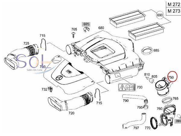 ベンツ R230 X164 W463 W639 W251 エアマスセンサー エアフロメーター SL350 SL500 GLK300 GLK350 G500 V350 R350 2730940948 2730940548_画像3