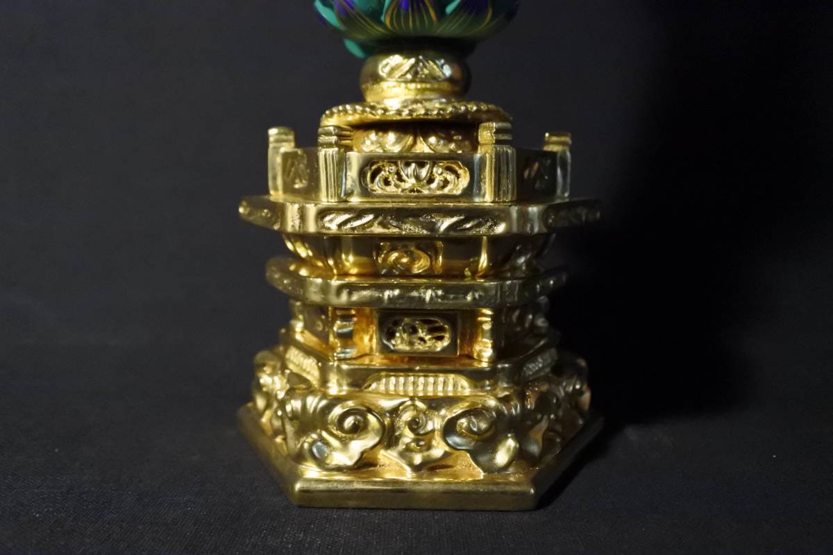 長期保管品　東用立弥陀　小型　本金箔　本金粉　彩色　四号　仏壇　仏具(200412A1-1)486　③　M_画像5