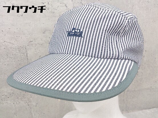 ◇ WOOLRICH ウールリッチ ストライプ スナップバック キャップ 帽子 グレー ホワイト メンズ_画像1