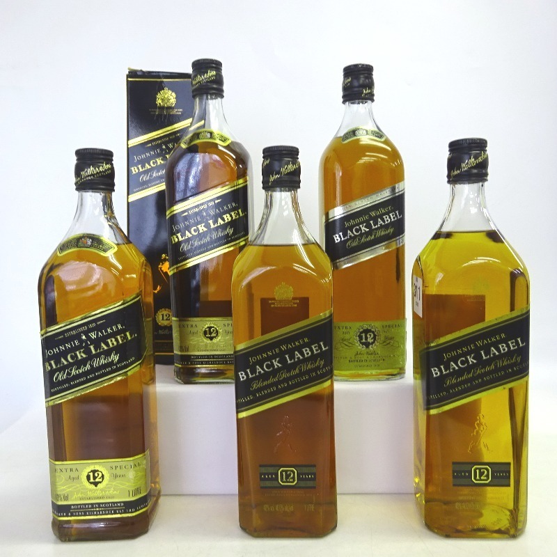 ジョニーウォーカー ブラックラベル 12年 黒キャップ 5本セット 1000ml