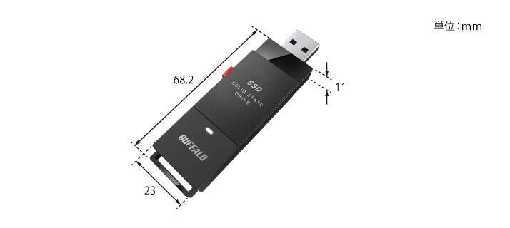 ☆★《アウトレット・整備済》BUFFALO USB3.2 (Gen1) ポータブルSSD(スティック型)500GB SSD-PUT500U3-BKC（メーカー1年保証付）★☆