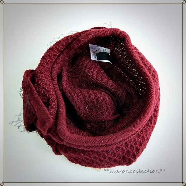  unused * Anteprima * made in Japan * knitted cap .* ribbon chu-ru attaching wine × lame 