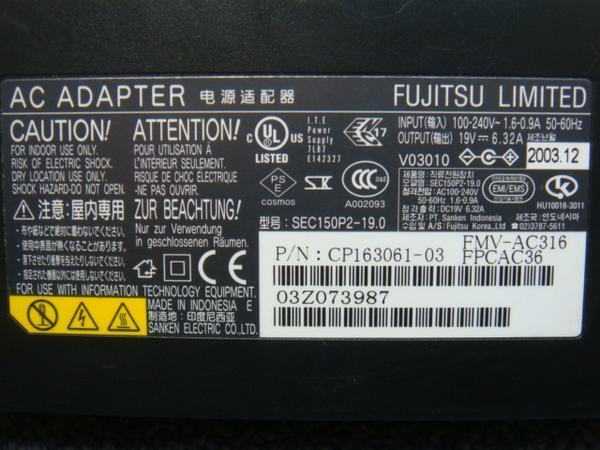  оригинальный Fujitsu AC адаптор 19V~6.32A FMV-AC316 гарантия работы 