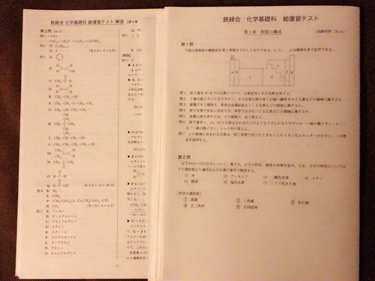 テキスト 鉄緑会 化学基礎科総復習テスト 解説解答 河合塾 駿台 テキスト 鉄緑会 化学基礎科総復習テスト 解説解答 河合塾 駿台