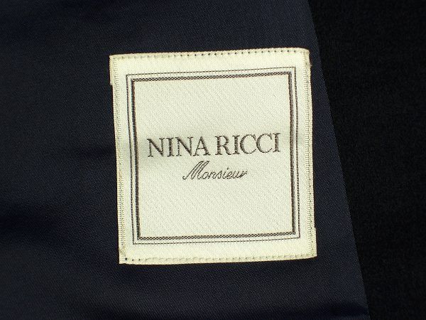  прекрасный товар *NINA RICCI Nina Ricci * темно синий *flano шерсть серия *2 кнопка * мужской * выполненный в строгом стиле одиночный жакет *M~L соответствует * осень-зима 