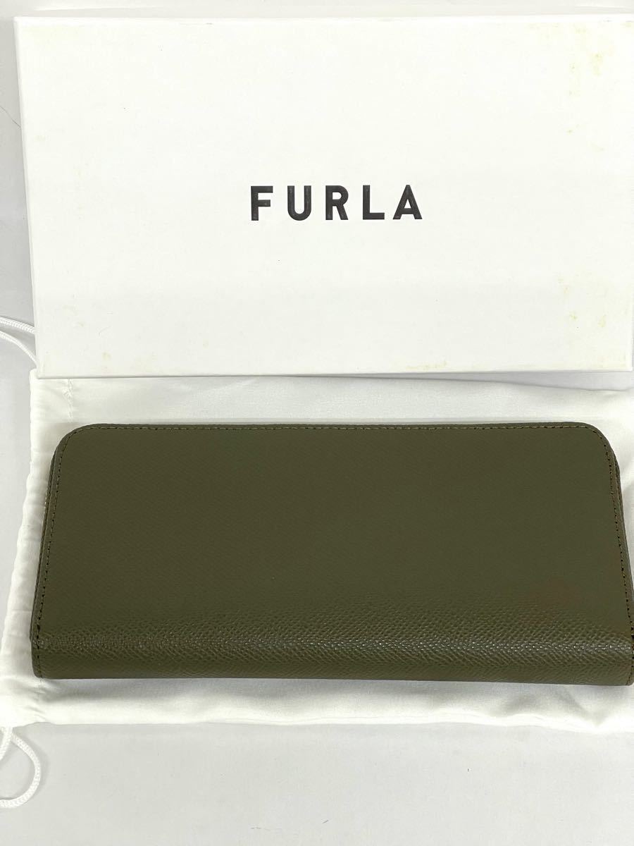 新品未使用品 FURLA/フルラ ラウンドファスナー 長財布BX0306 カーキ