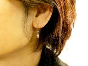 ピアス メンズ プラチナ ロングピアス 男性 プラチナ フリンジ