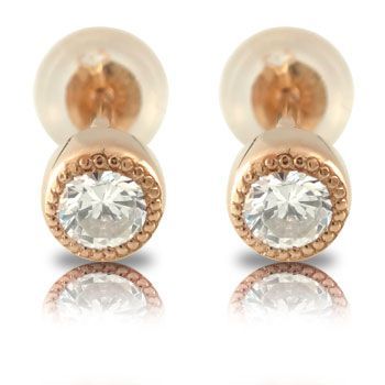 ピアス 18金 ダイヤモンド 一粒 ミル打ち 大粒 0.30ct ソリティア