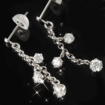 ピアス メンズ プラチナ ダイヤモンド プラチナ ピアス ペア ロング