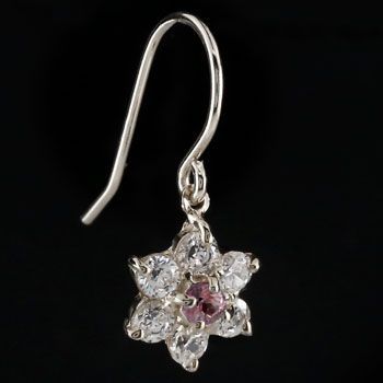 ピアス 片耳ピアス ダイヤモンド ピンクトルマリン ピアス フラワー 花